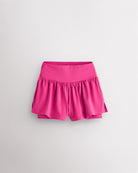 Dreamhouse Pink girls 2-in-1 high waisted shorts with flowy outer layer and built-in liner for comfort and active movement