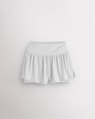 White girls 2-in-1 high waisted shorts with flowy outer layer and built-in liner for comfort and active movement