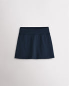 Navy girls ruffle tennis skirt with elastic waistband and smooth stretch fabric for active play