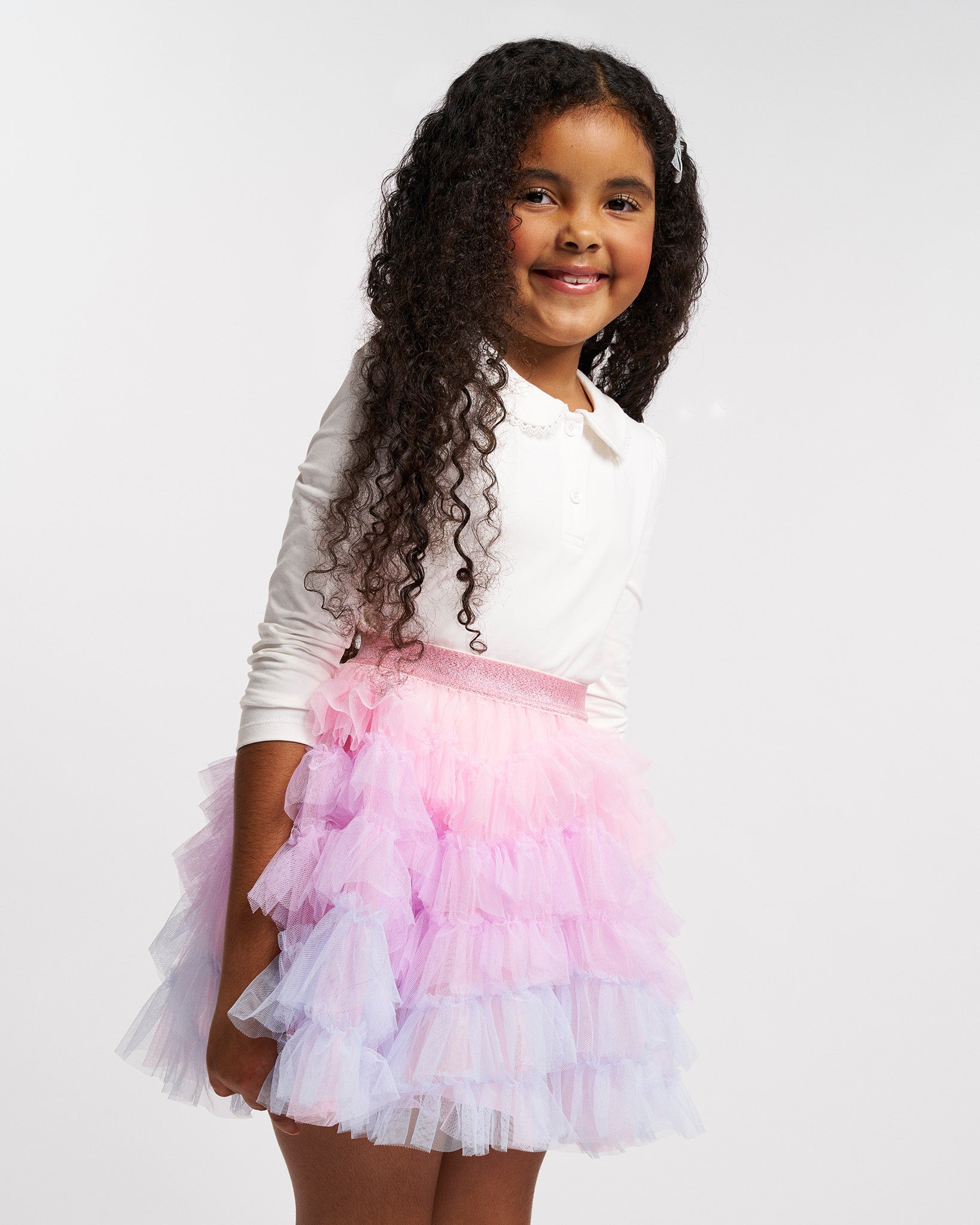 Tulle Much Girls 5-Tier Mesh Tutu Skirt in Pink Ombre