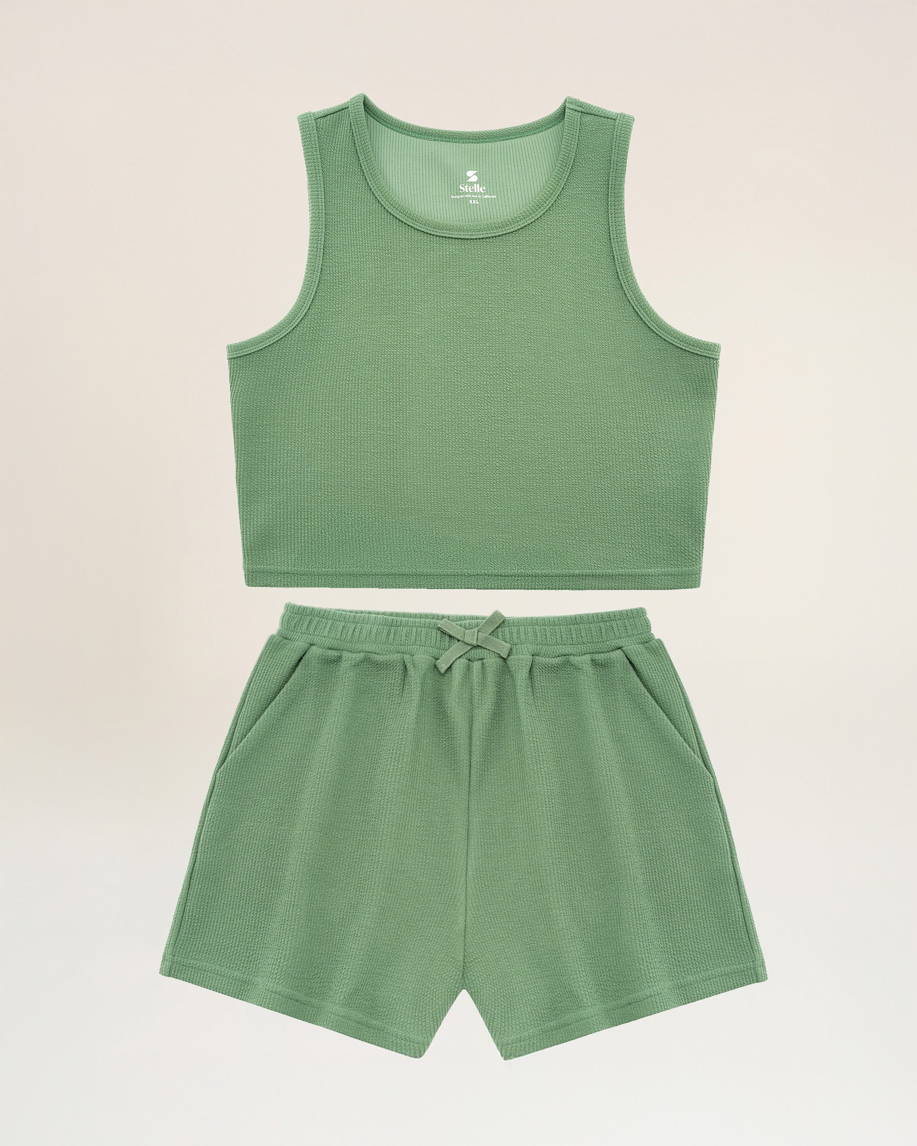 Grass Green Kids Matching Summer Outfit | Cute Tank Top & Shorts Set