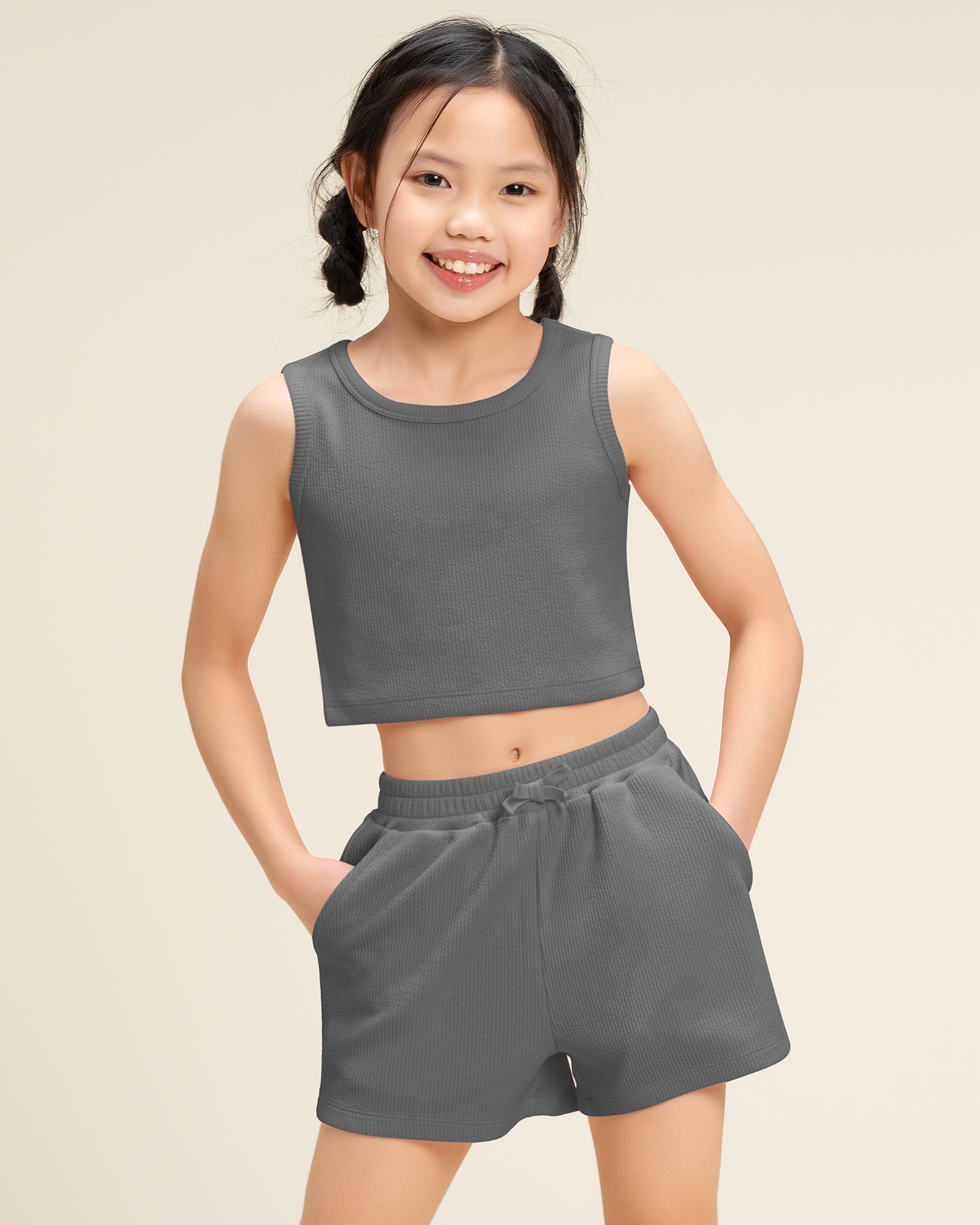Charcoal Kids Matching Summer Outfit | Cute Tank Top & Shorts Set