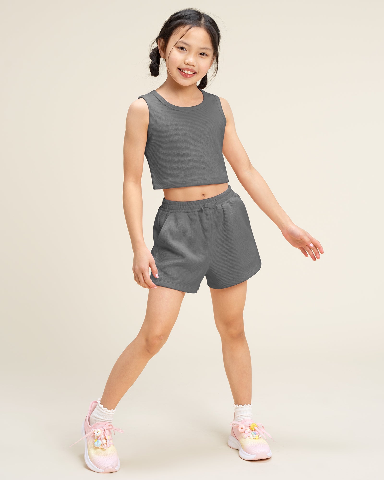 Charcoal Kids Matching Summer Outfit | Cute Tank Top & Shorts Set