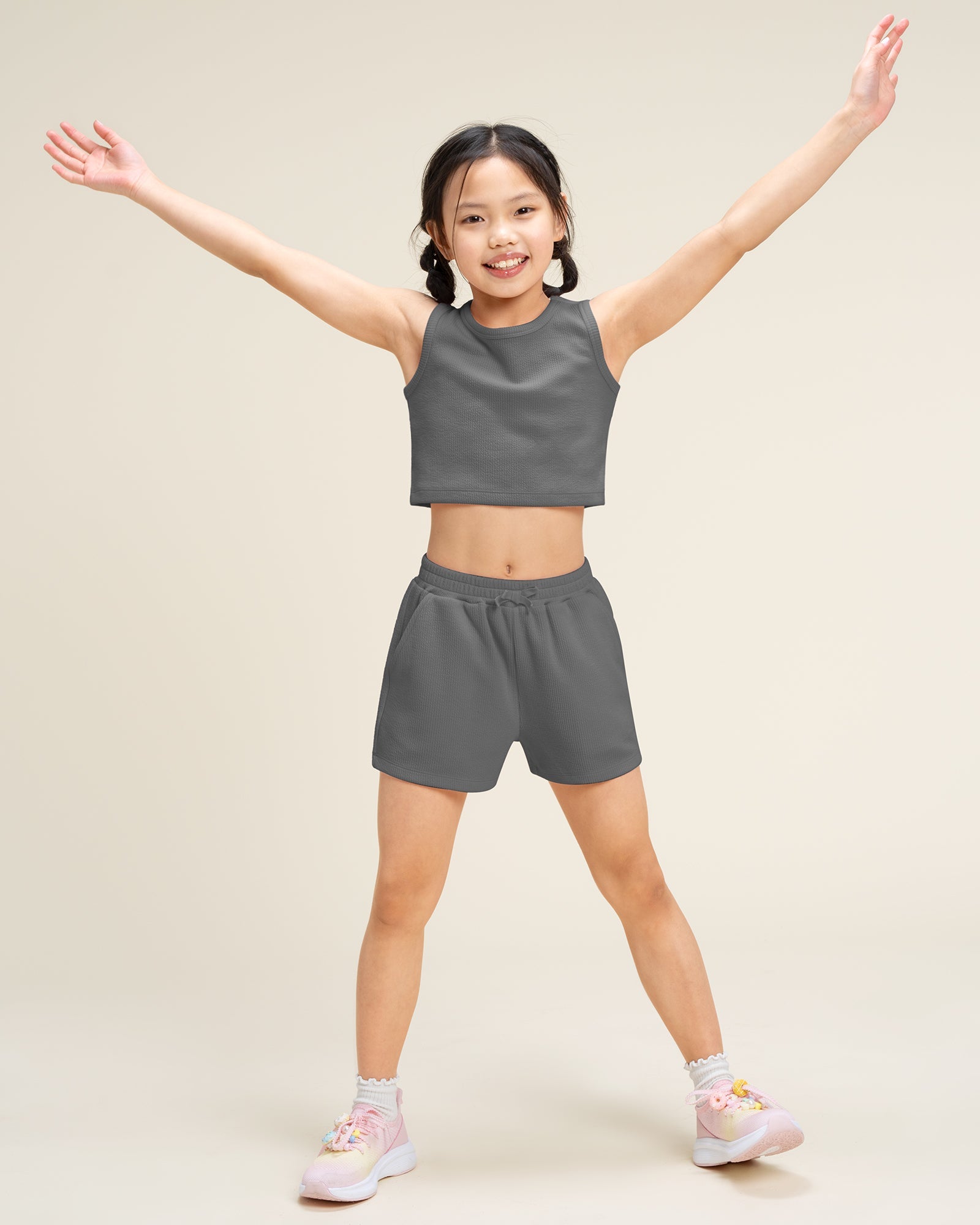 Charcoal Kids Matching Summer Outfit | Cute Tank Top & Shorts Set