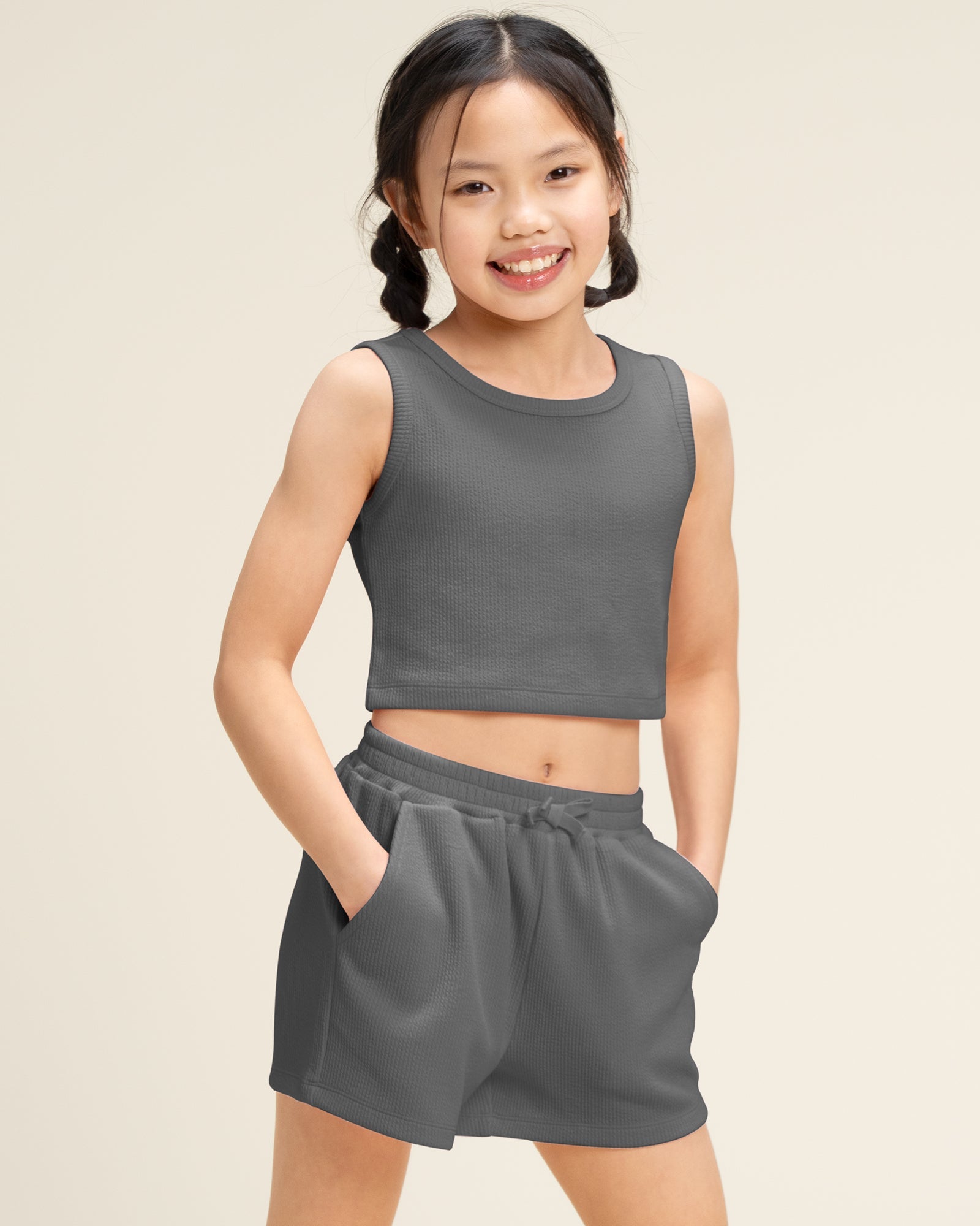 Charcoal Kids Matching Summer Outfit | Cute Tank Top & Shorts Set
