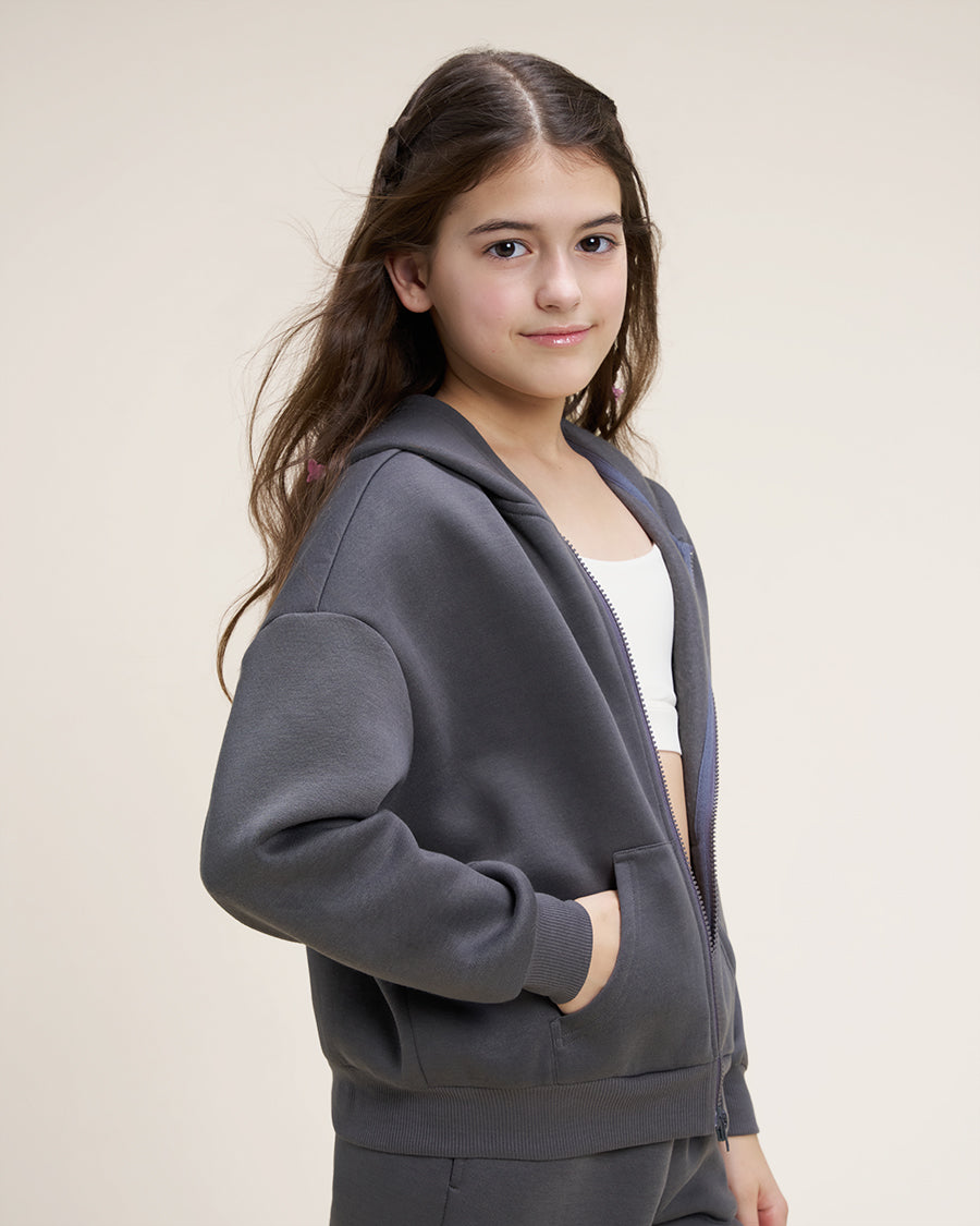 Zip It Kids’ Hoodie in Charcoal