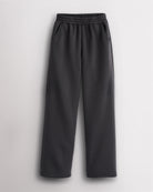 Charcoal kids fleece sweatpants with elastic waistband, roomy side pockets, straight-leg fit, and soft fleece lining for school, practice, and everyday wear.