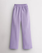 Lavender kids fleece sweatpants with elastic waistband, roomy side pockets, straight-leg fit, and soft fleece lining for school, practice, and everyday wear.