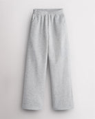 Stelle Fleece Out Kids Sweatpants in Light Heather Grey, flat lay showing elastic waistband, side pockets and relaxed wide-leg fit