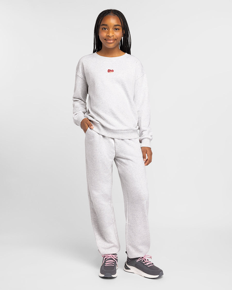 No Sweat Kids Crewneck in Heather Grey