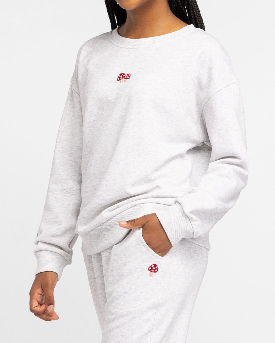 No Sweat Kids Crewneck in Heather Grey