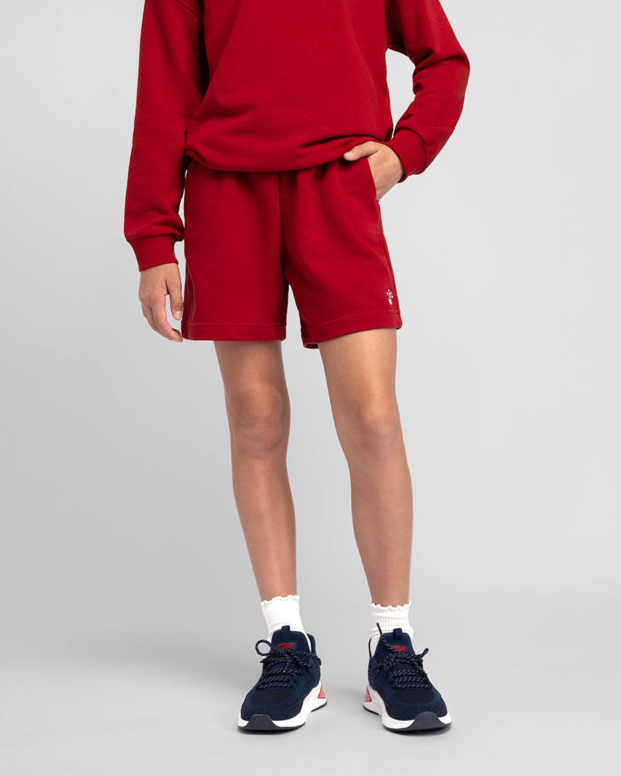 No Sweat Kids Shorts in Crimson