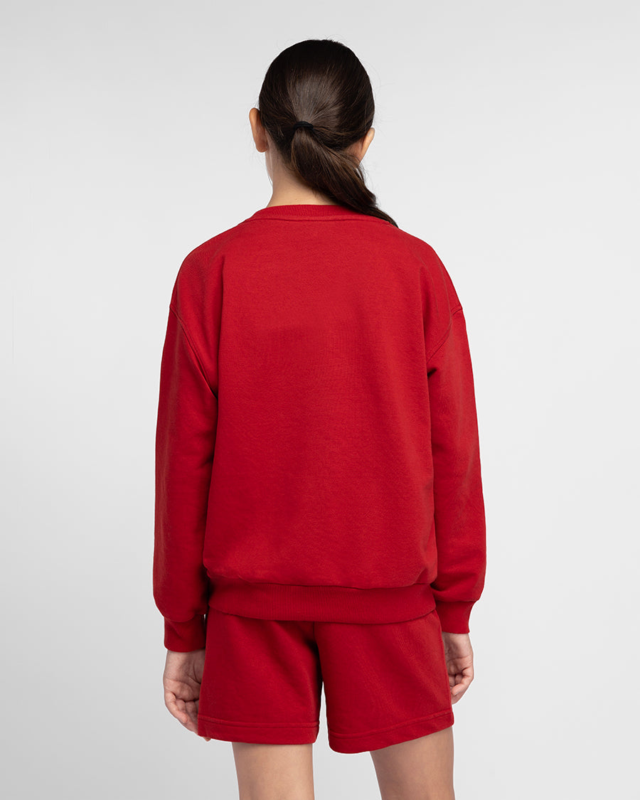 No Sweat Kids Crewneck in Crimson