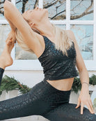 Black Leopard longline sports bra side view