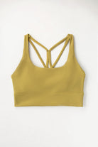 criss cross back sports bra Golden Lime front