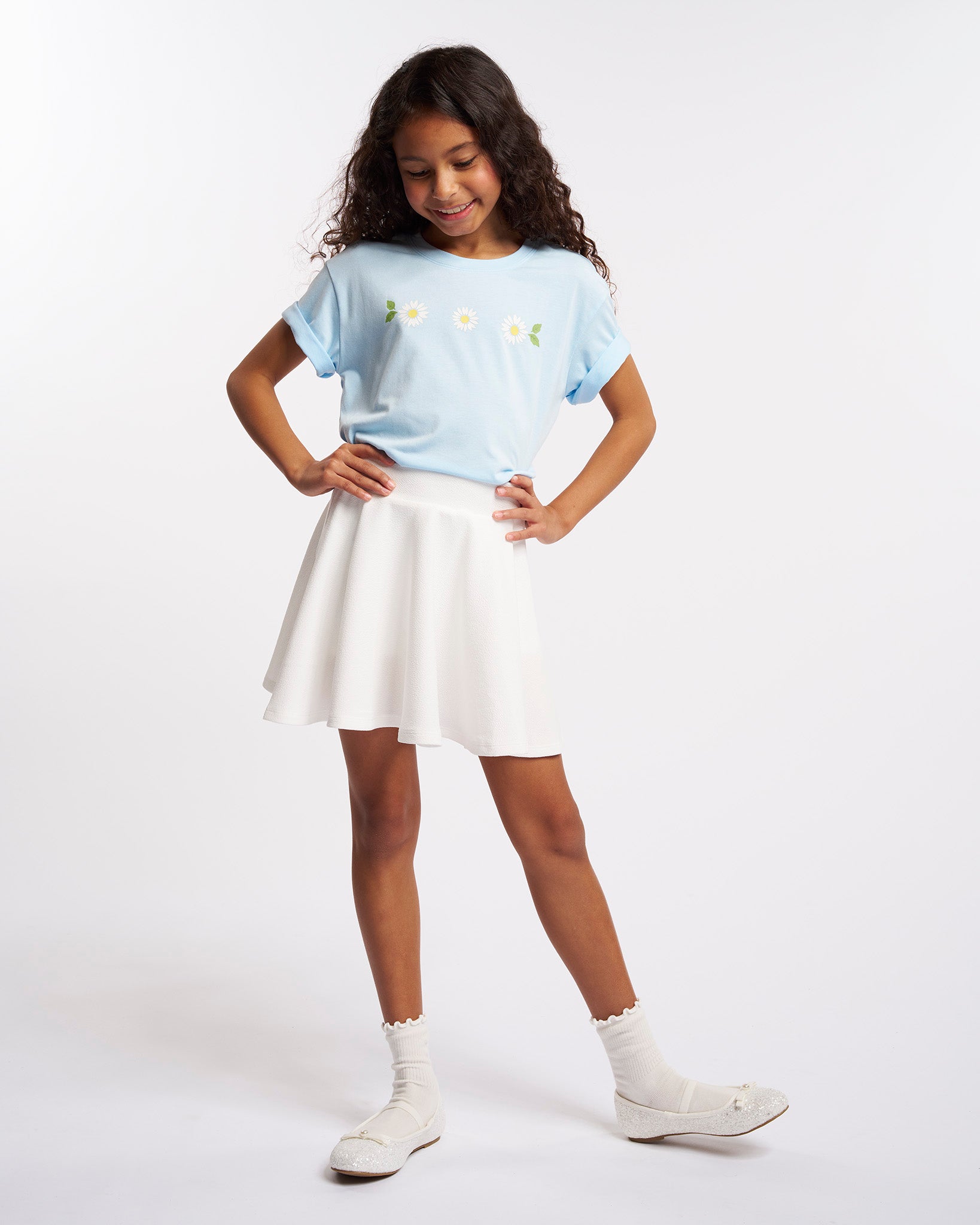 Baby Daisy on Blue Kids Classic Graphic T-Shirt