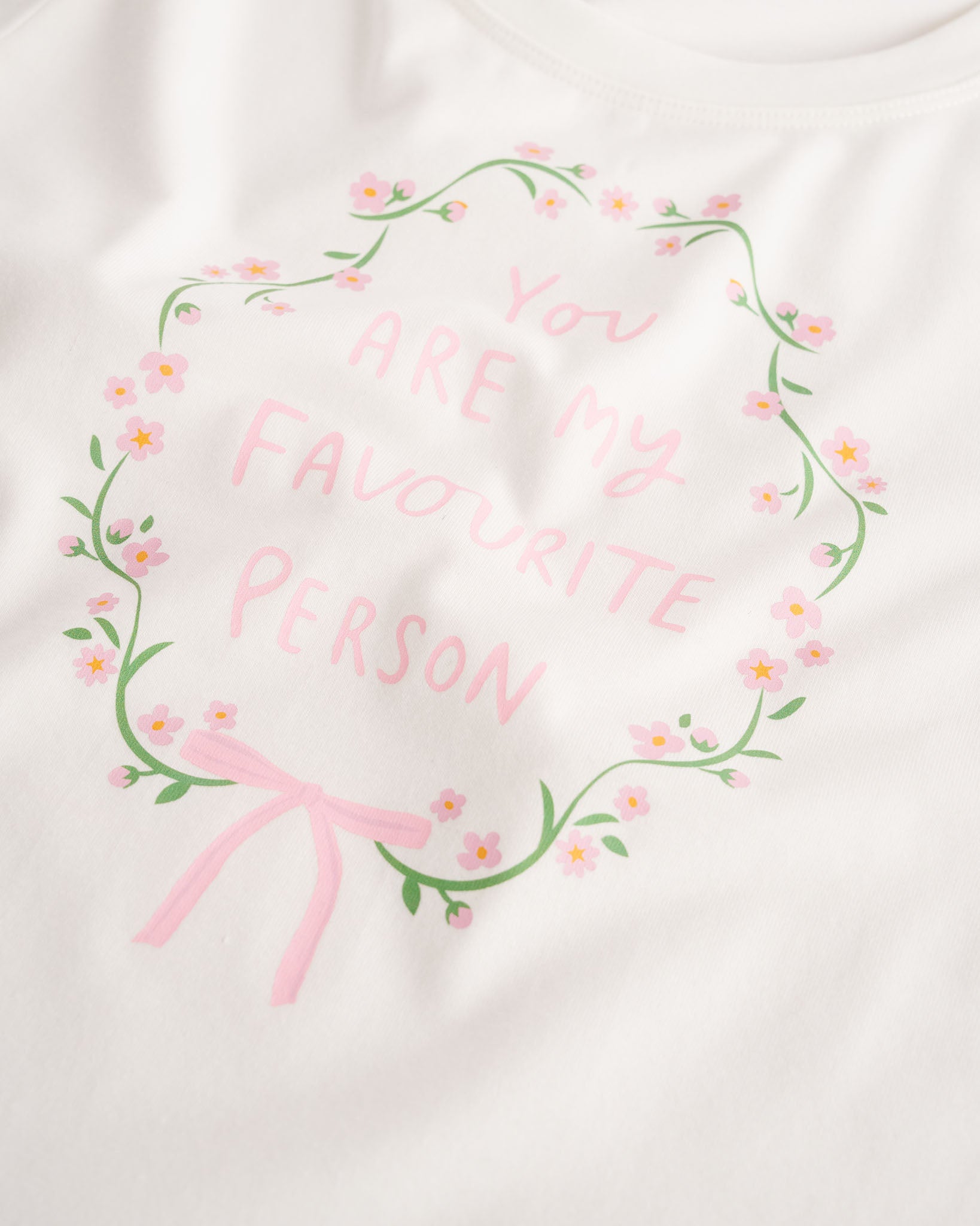 Pink Garland on White Kids Classic Graphic T-Shirt