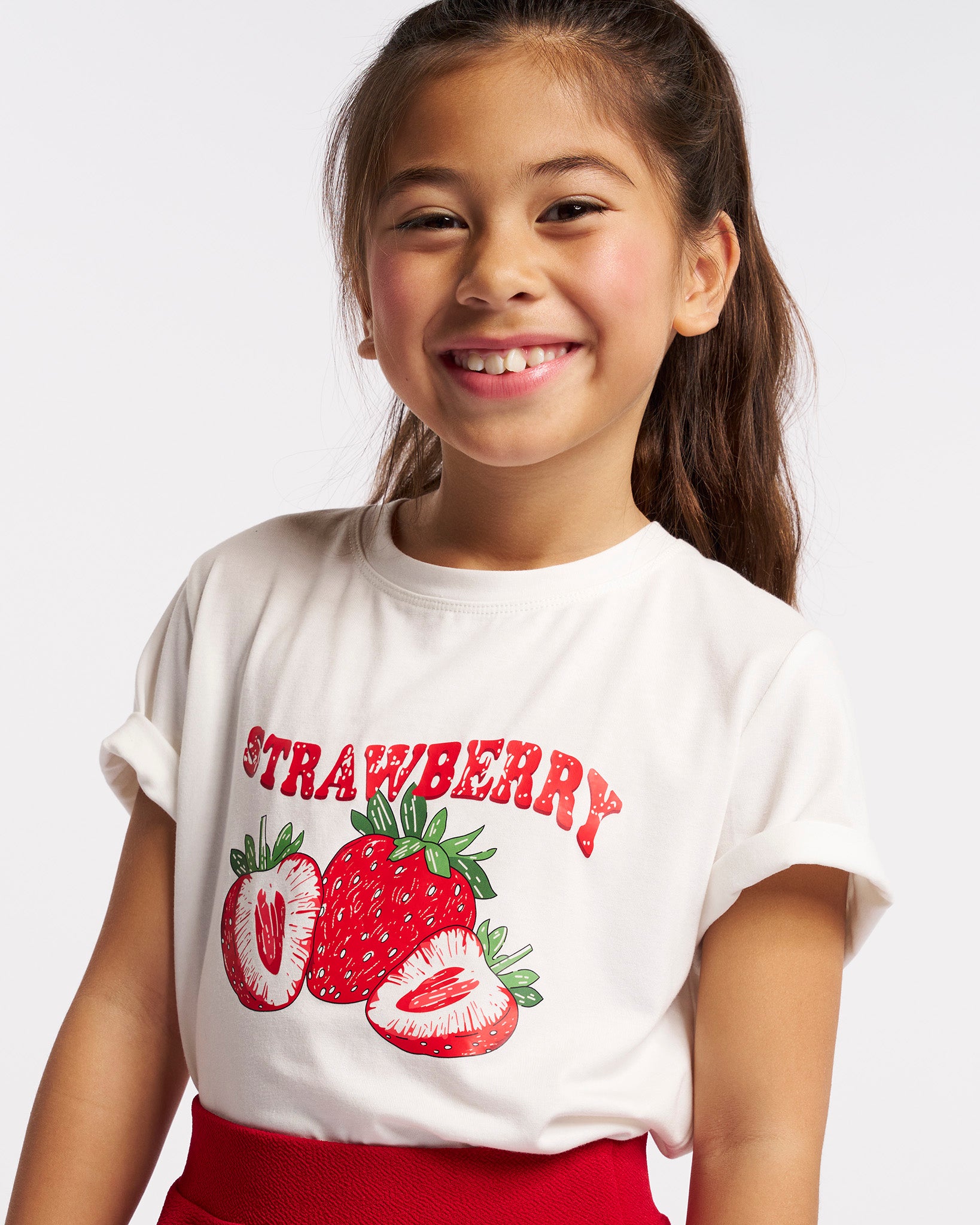 Strawberry on White Kids Classic Graphic T-Shirt