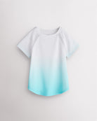 Stelle kids ombre athletic t-shirt with mesh paneling, raglan sleeves, and curved hem on white background