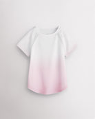 Stelle kids ombre athletic t-shirt with mesh paneling, raglan sleeves, and curved hem on white background