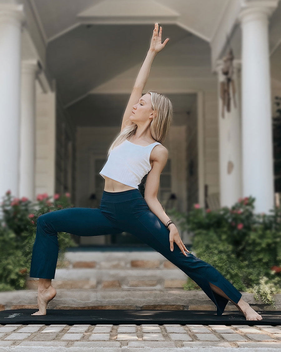 Navy Bootcut Yoga Pants Split Hem Flare