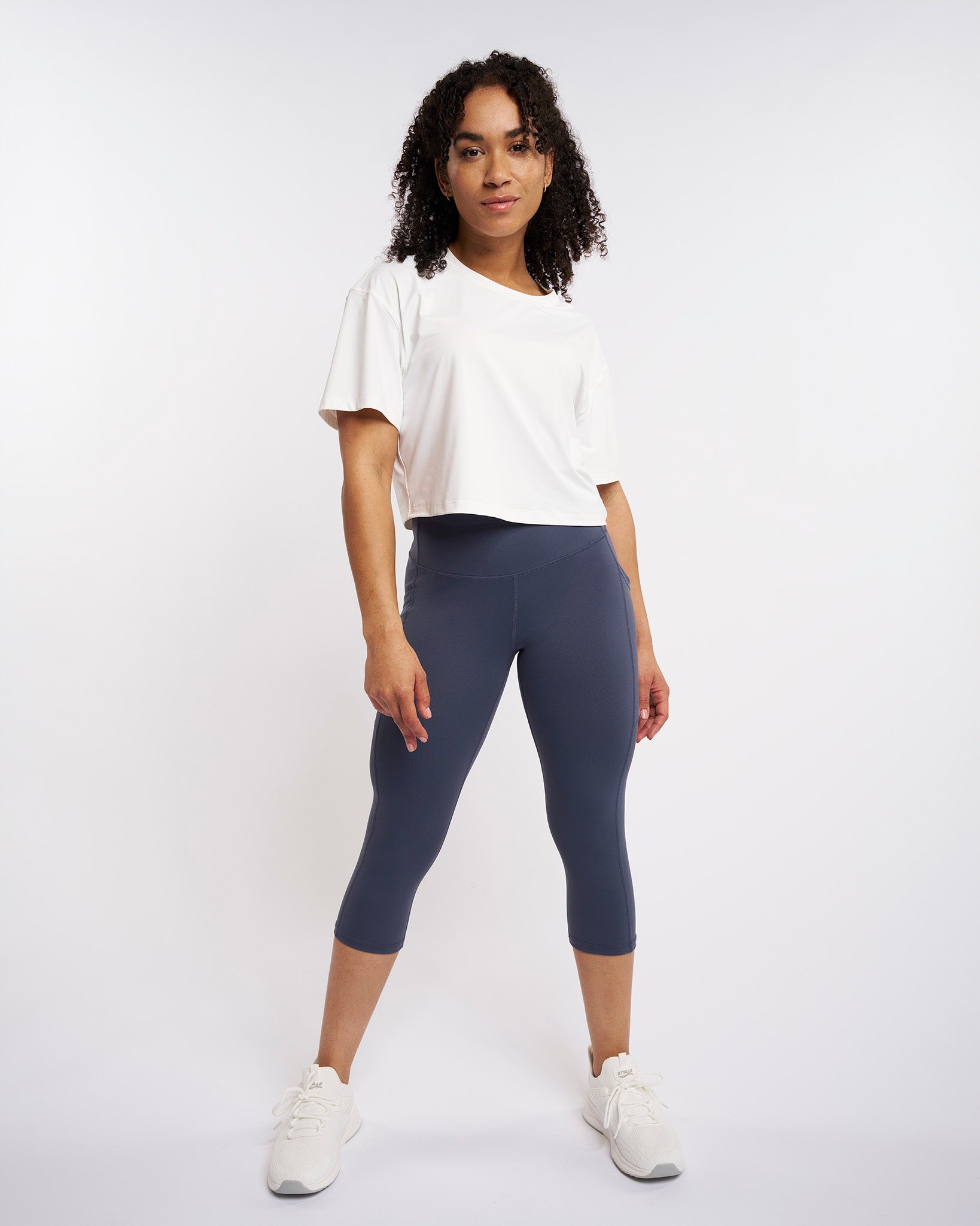 Grey Blue Capri Yoga Leggings for Women