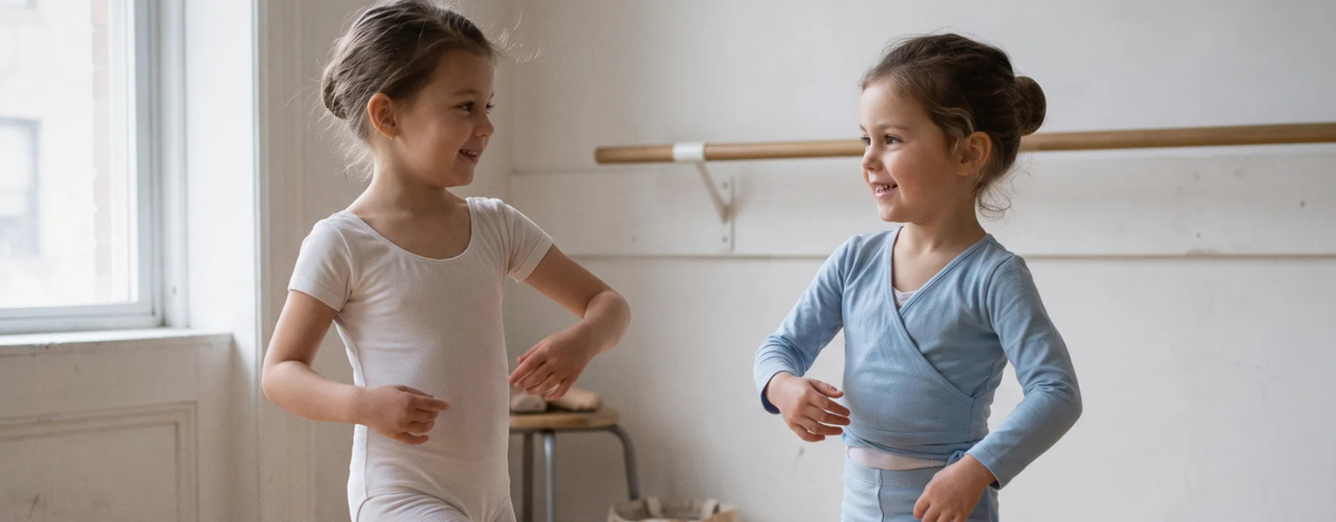 Two kids doing the two-step, a basic dance move every beginner learns