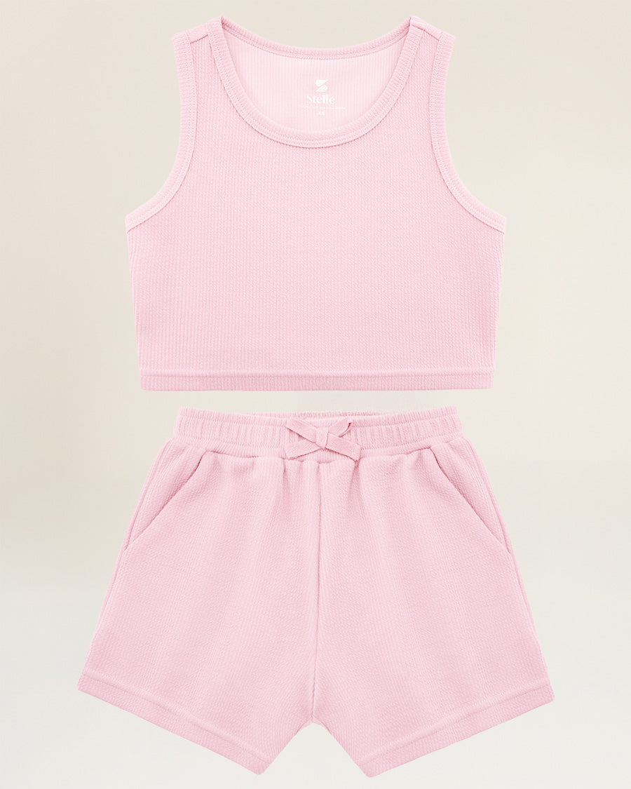 Pink Kids Matching Summer Outfit | Cute Tank Top & Shorts Set