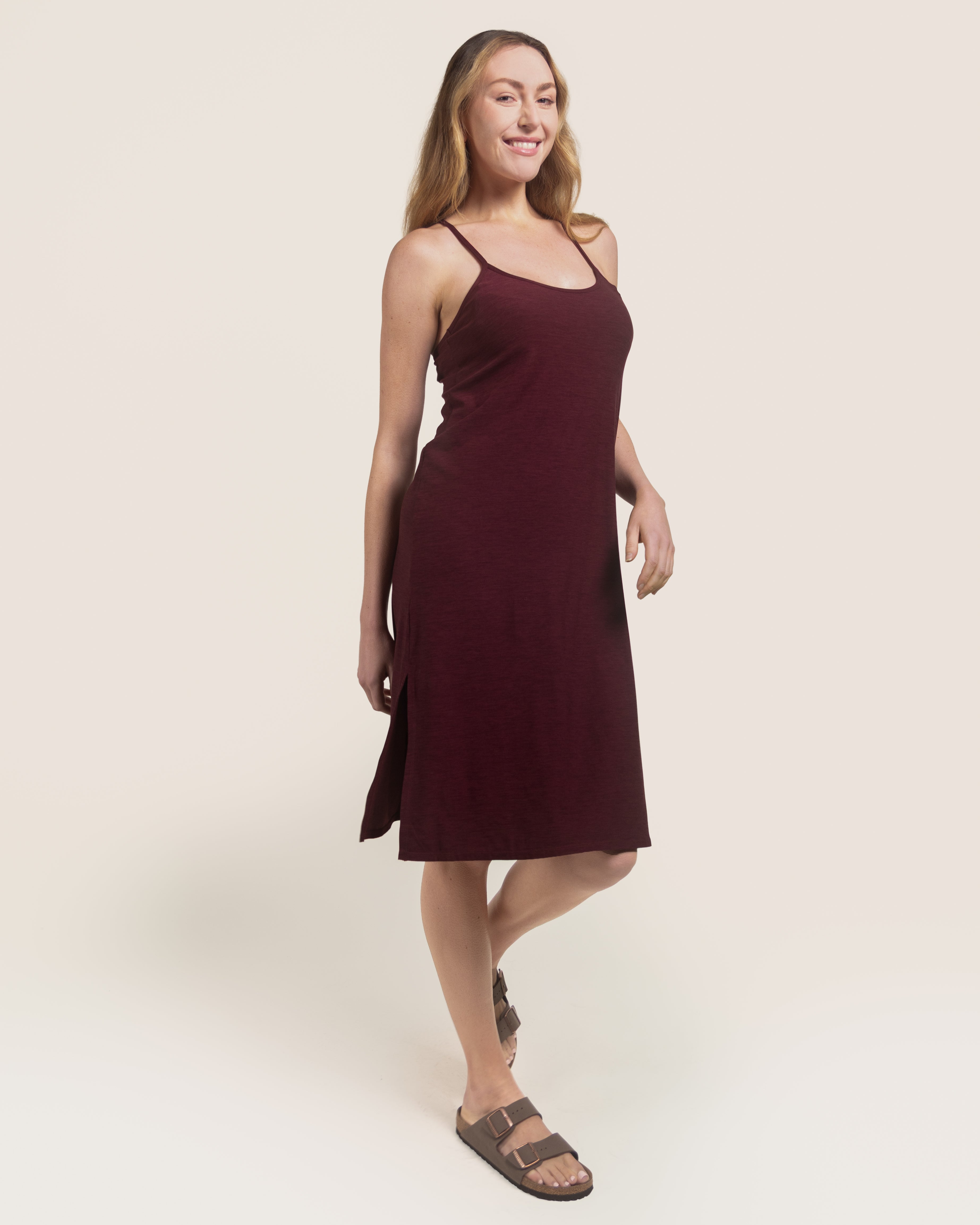 Heather Burgundy Cloud Essential Spaghetti Strap Slip Dress