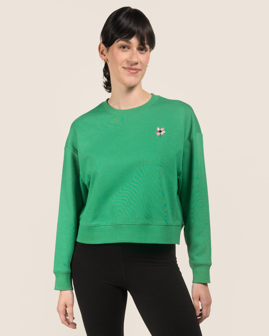 Kelly Green Crop Oversized Sweatshirt
