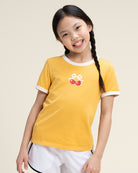 Yellow Kids Cherry Print Ringer Tee
