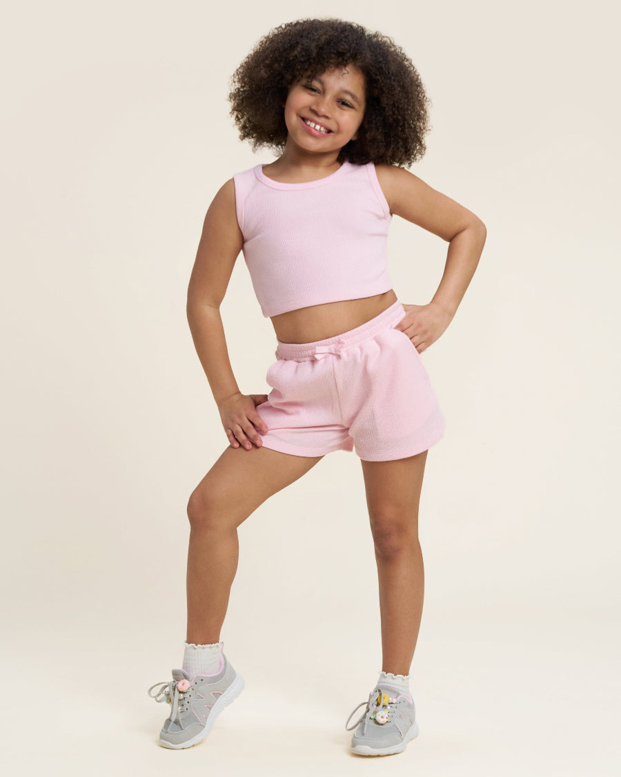 Pink Kids Matching Summer Outfit | Cute Tank Top & Shorts Set
