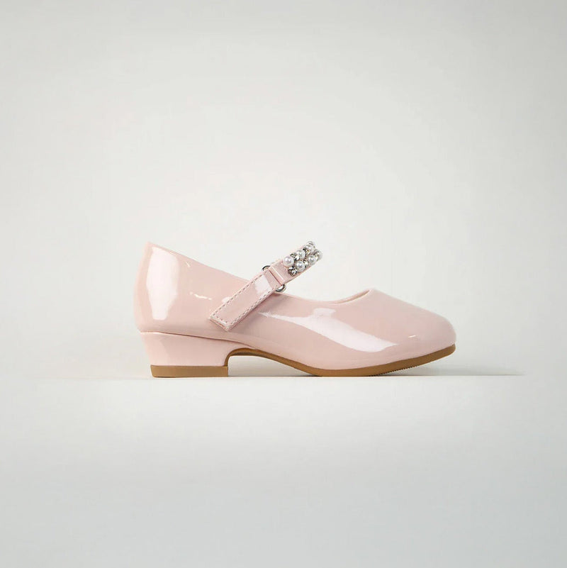Girls Pearl and diamond strap Low Heel Mary Jane Dress Shoes