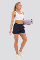 women's running shorts with phone pocket Navy 