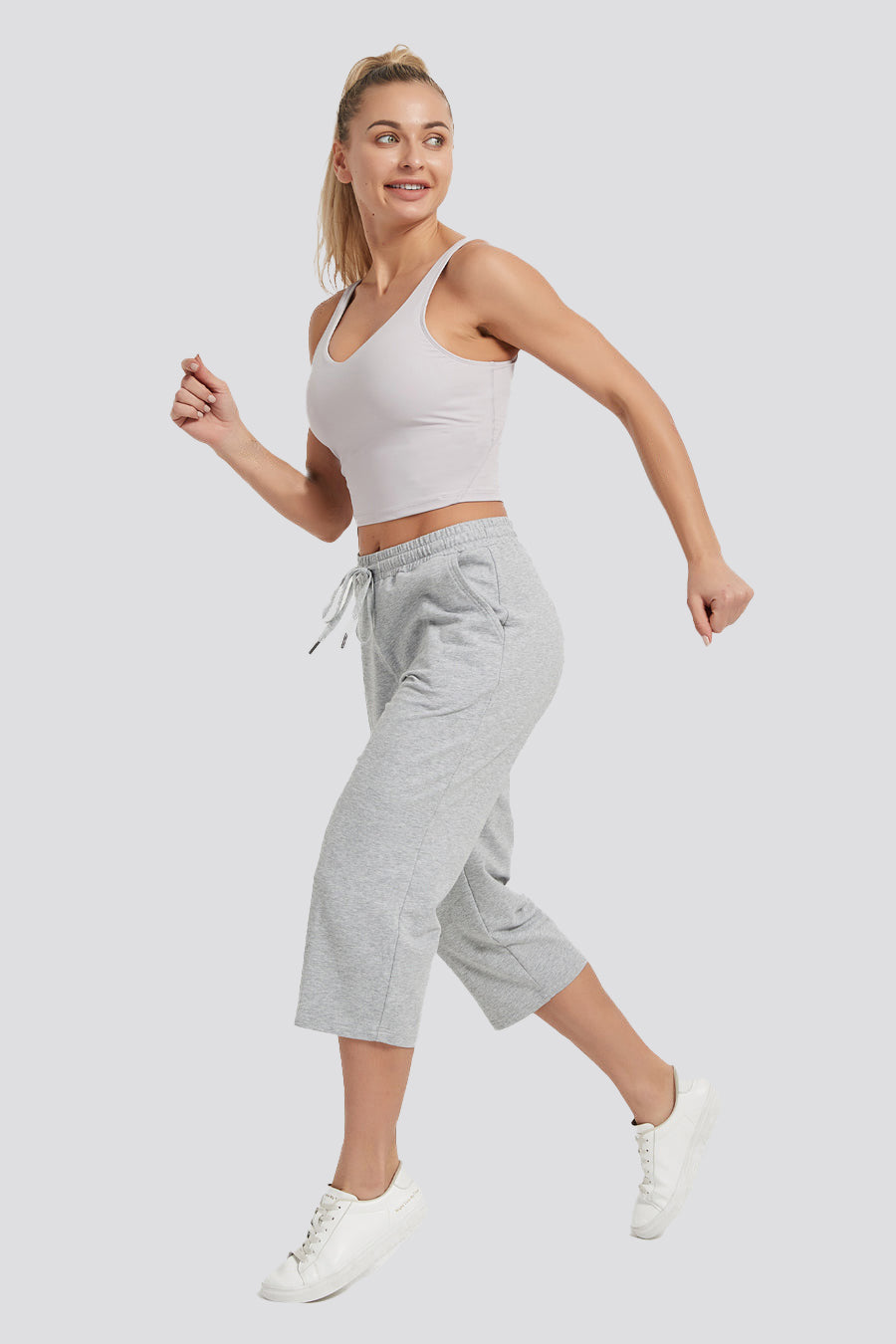 women capri pants Light Gray side view