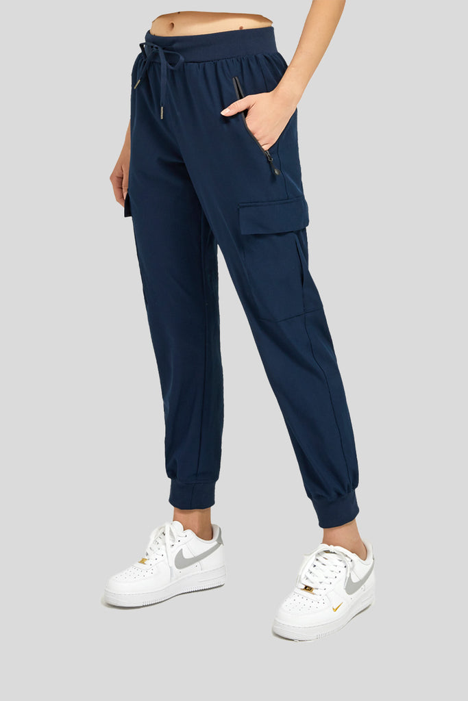 womens hiking cargo pants tapered navy side