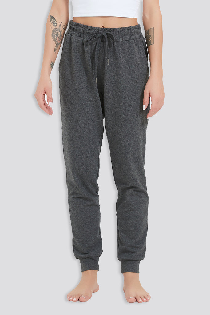 cotton joggers women Charcoal front view 