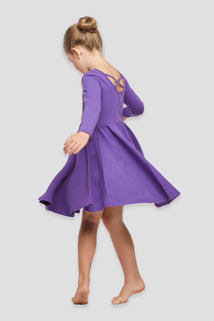 girls long sleeve dress Purple