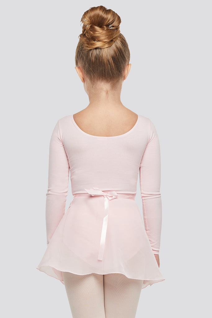 long sleeve leotard with skirt ballet pink back view
