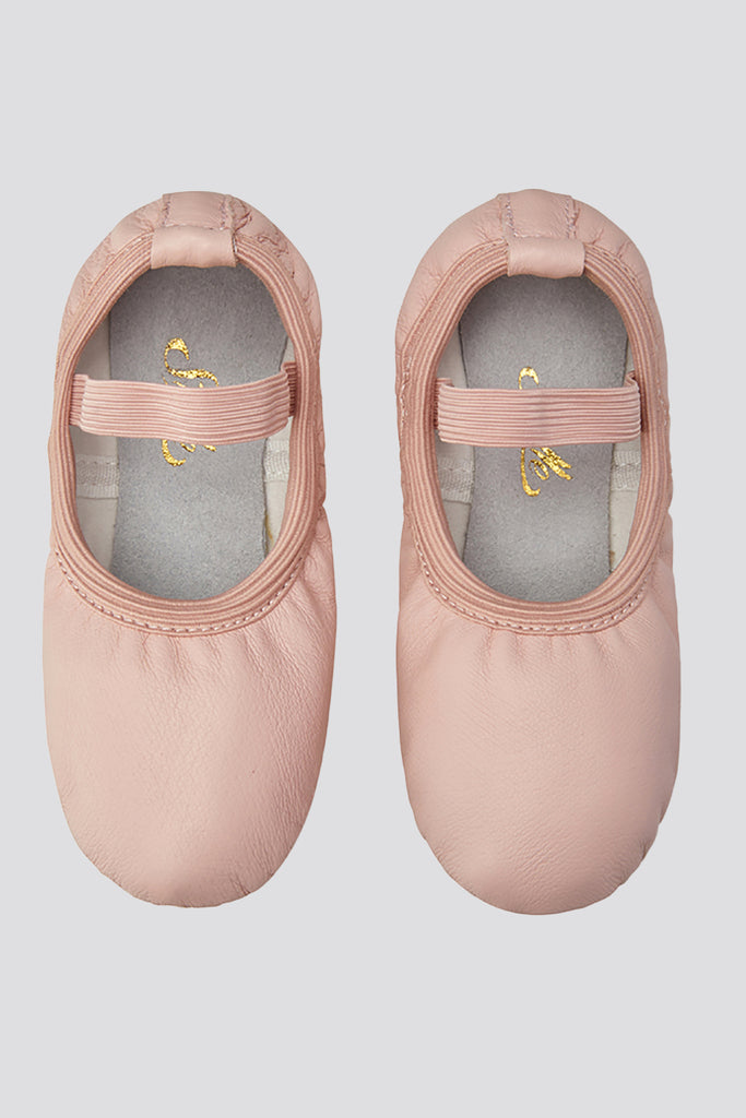 leather ballet shoes pink top view