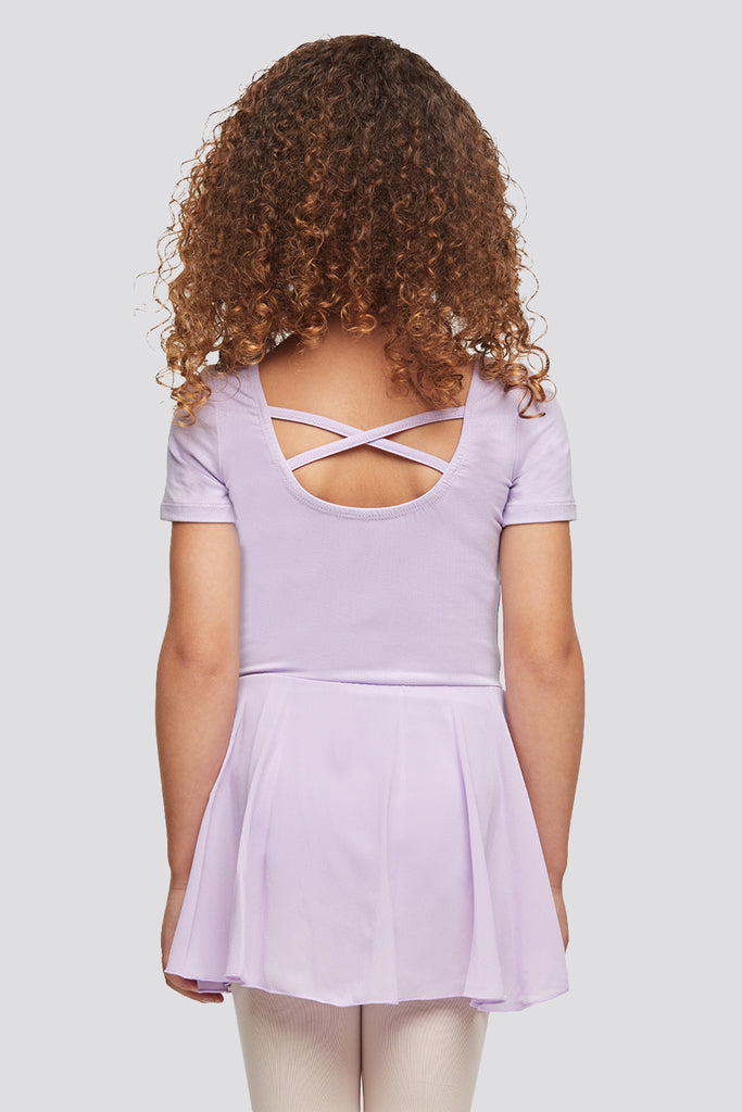 short sleeve leotard with skirt  Lavender back view