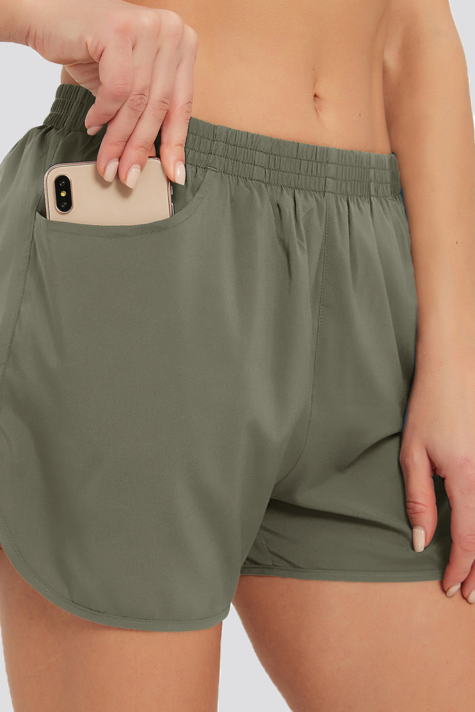 running shorts with phone pocket Green