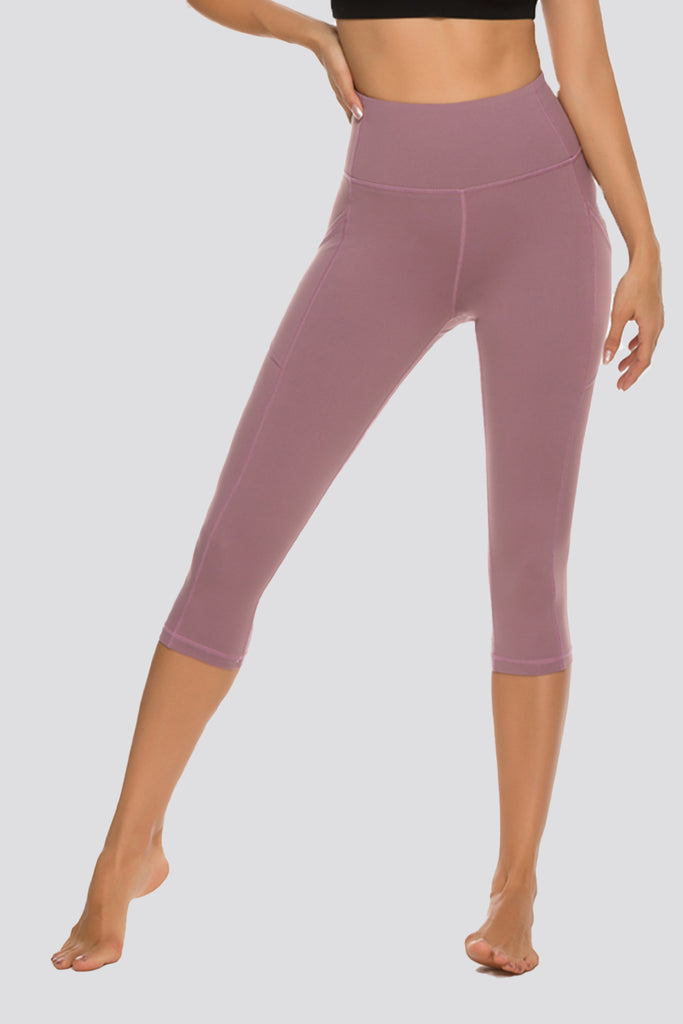 Dusty Lavender high waisted capri leggings front view