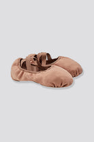 Tan split sole canvas ballet shoes