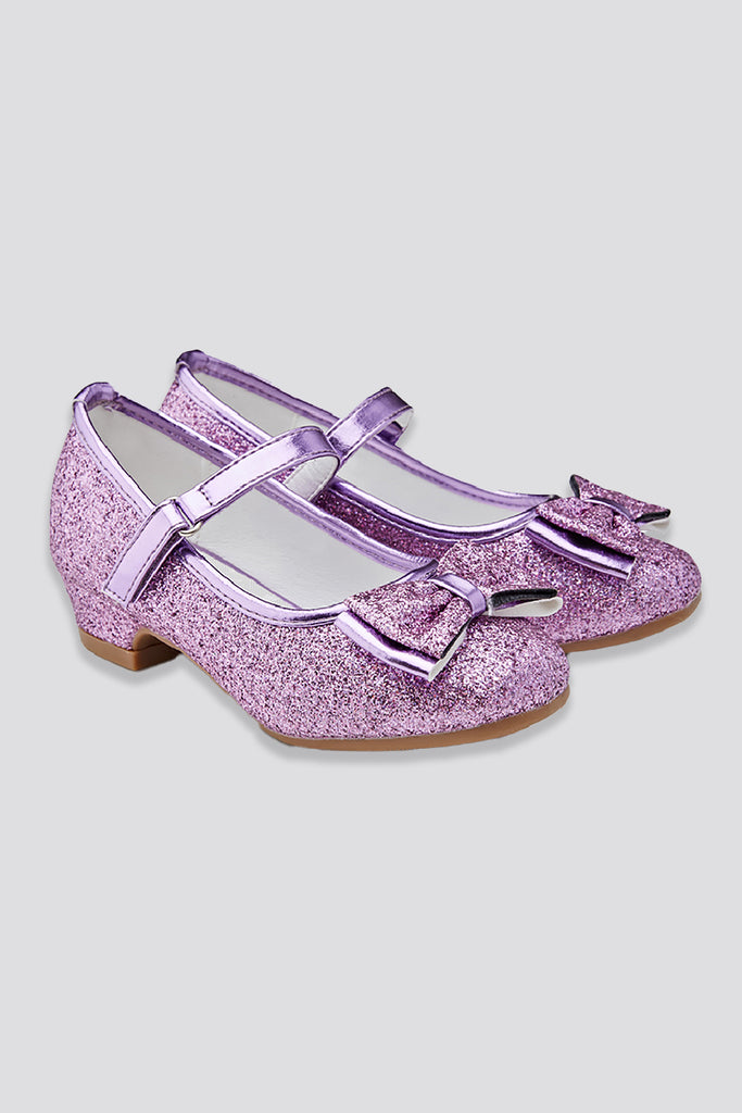 glitter mary janes for toddlers purple side view