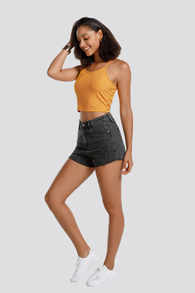 ribbed knit crop top yellow side