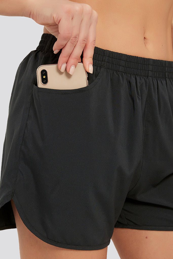 running shorts with phone pocket black