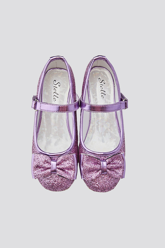 glitter mary janes for toddlers purple top view
