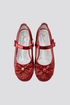 glitter mary janes for toddlers red top view