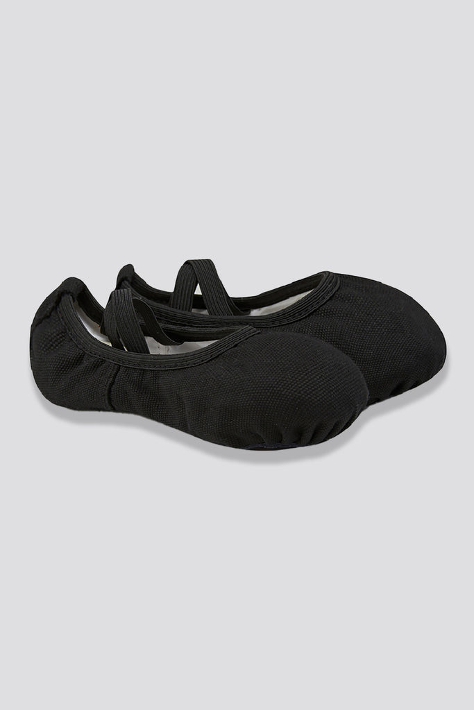 split sole canvas ballet shoes black side view